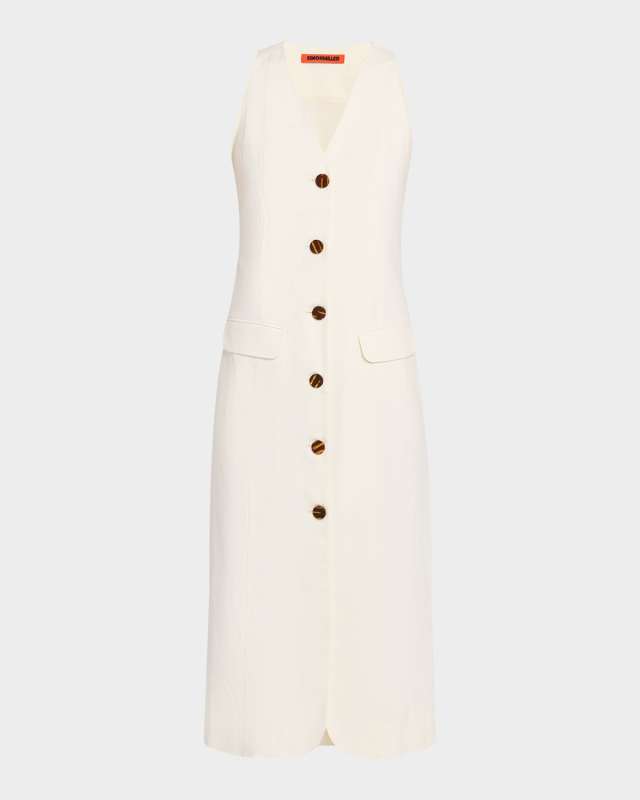 Zapata Linen-Blend Midi Dress